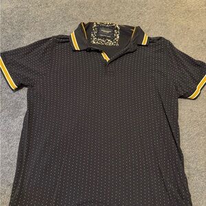 Denim & Flower Navy Blue Polo with Gold Trim